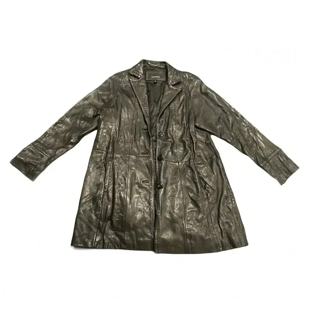 Jones New York Black Leather Blazer Coat